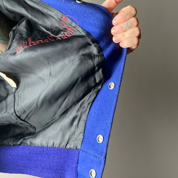 VINTAGE 1960s Lordstown Cheerleader Red Blue Letterman Jacket Delong - Picture 3 of 11